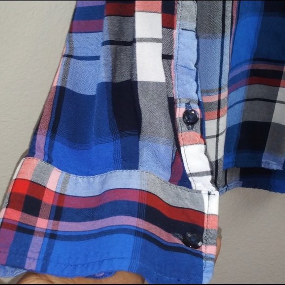 Ava & Viv Soft Plaid Lightweight Button Down Shirt - 2X - Picture 7 of 8
